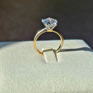 Solid 14k gold 2.14ct lab round diamond ring (2-tone)
